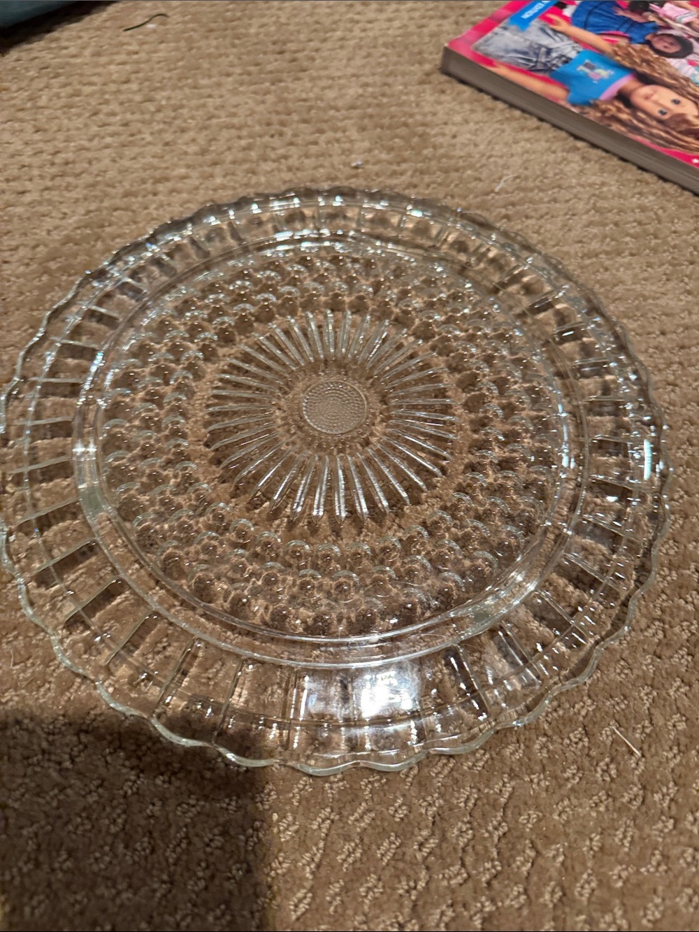 vintage Federal Glass Company footed cake plate in the Winchester pattern